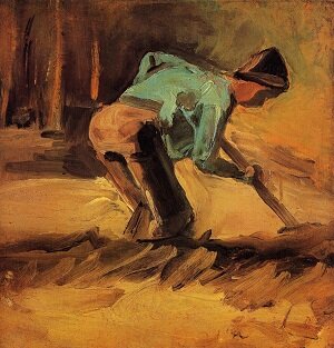 Винсент Виллем Ван Гог ранние работы. Человек с палкой или лопатой, нагнувшийся 1882г ван-гог.рф